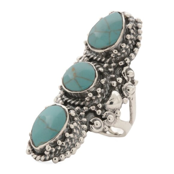 SEED & SAGE Turquoise Made In Mexico Sterling Silver Turquoise Statement Ring